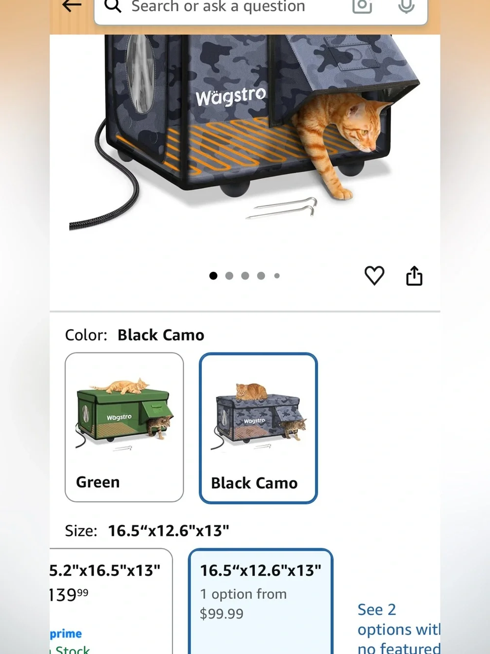 New Open Box Black Camo Heated Cat House for Outside, Waterproof Awning & Escape